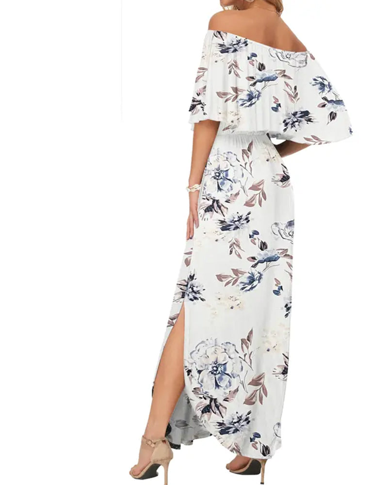 Robe maxi à imprimé floral aquarelle - Blanc