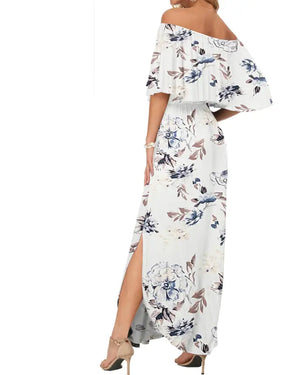Robe maxi à imprimé floral aquarelle - Blanc