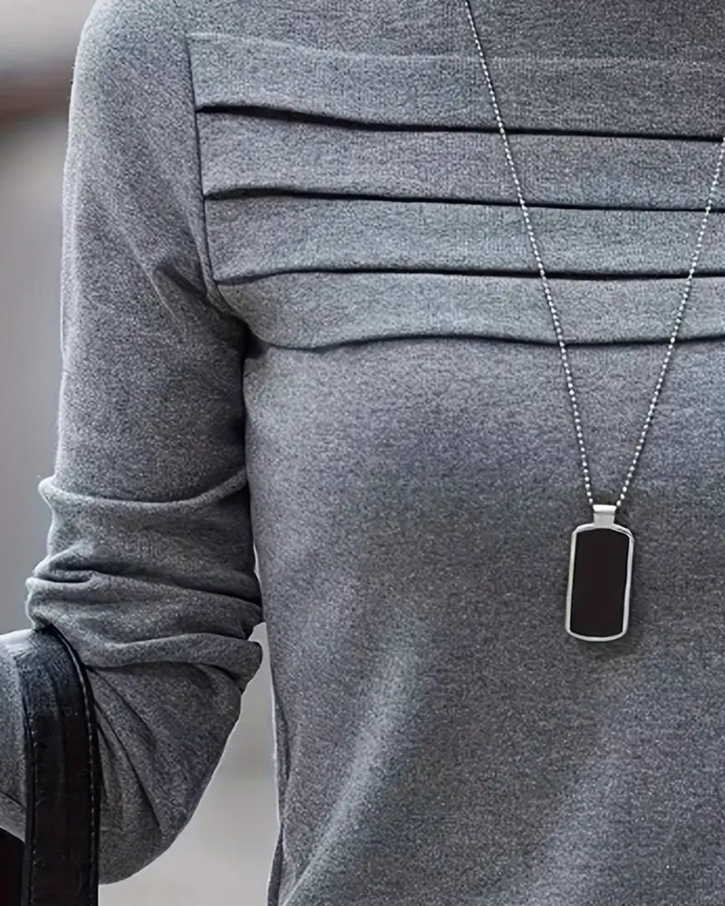 Haut slim fit plissé manches longues - Gris