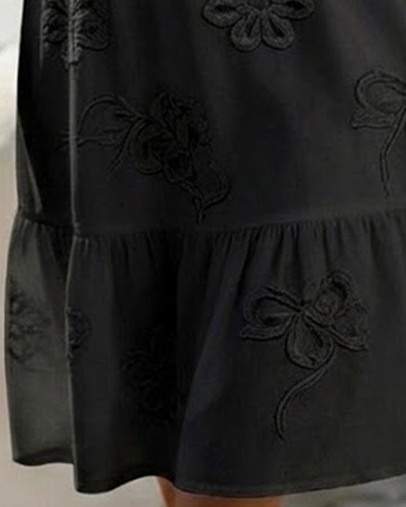 Robe courte florale à manches bouffantes - Blanc