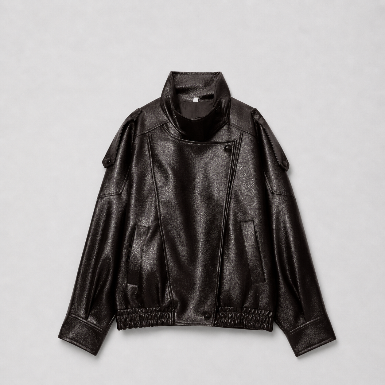 Veste femme oversize en simili cuir à boutons