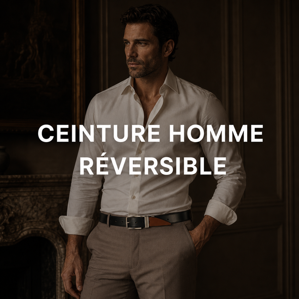 Ceinture boucle réversible homme