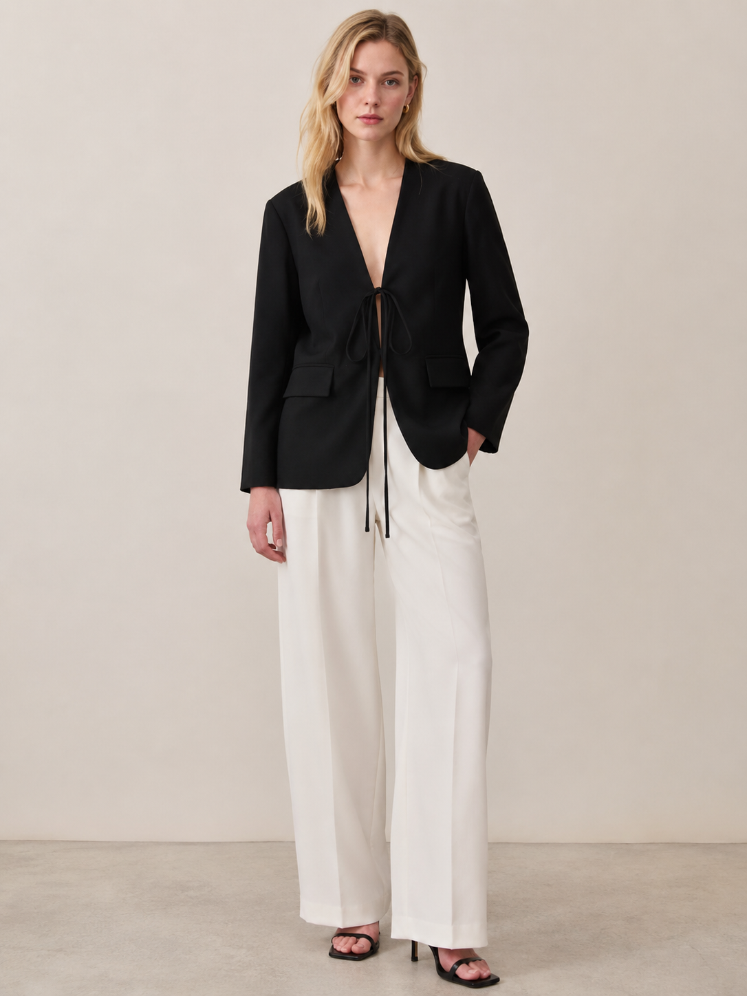 Blazer oversize avec détail nœud