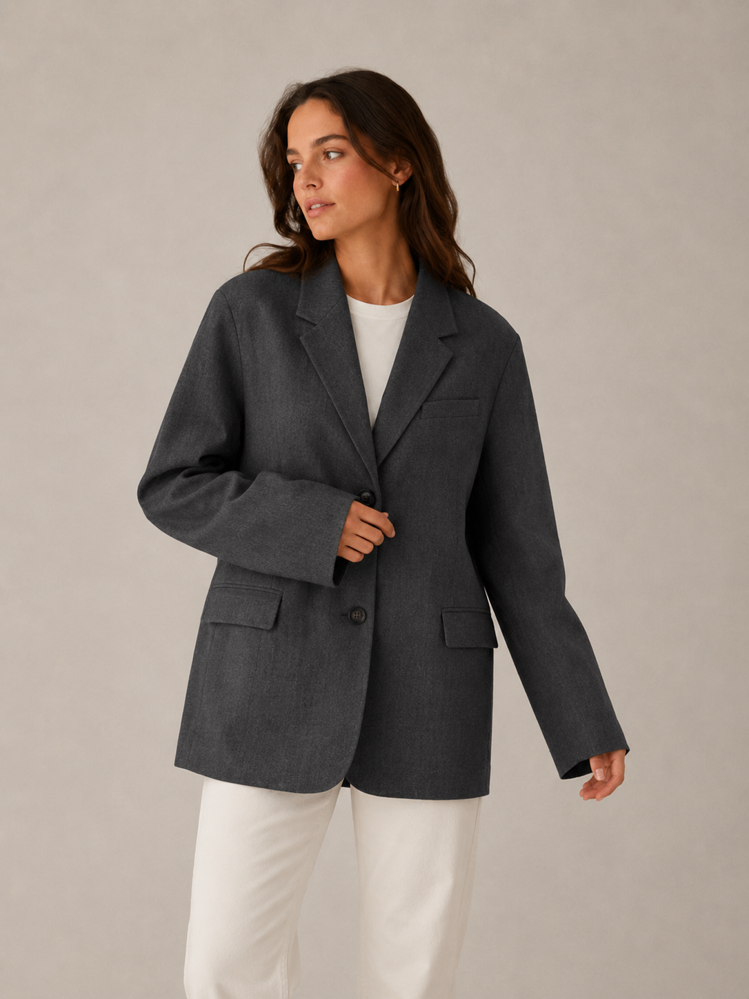 Blazer élégant à épaules larges