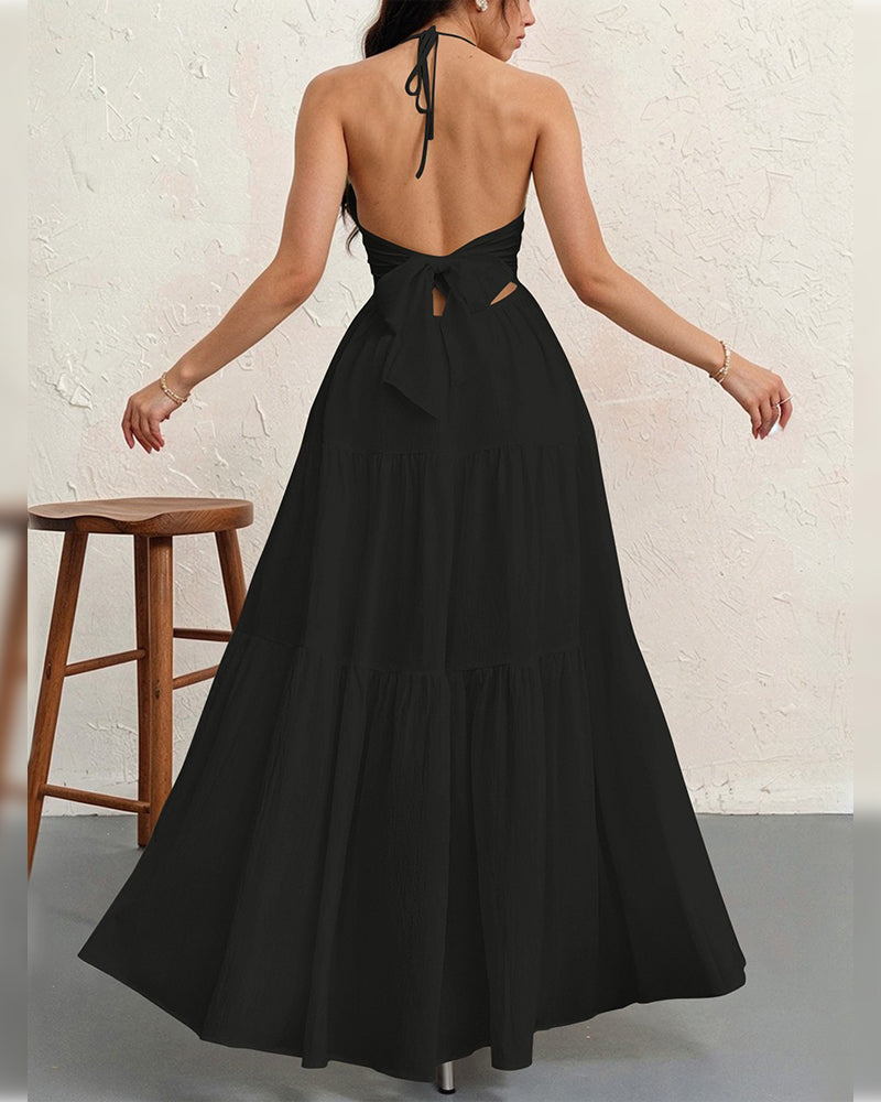 Robe unie col américain - Noir