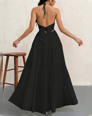 Robe unie col américain - Noir
