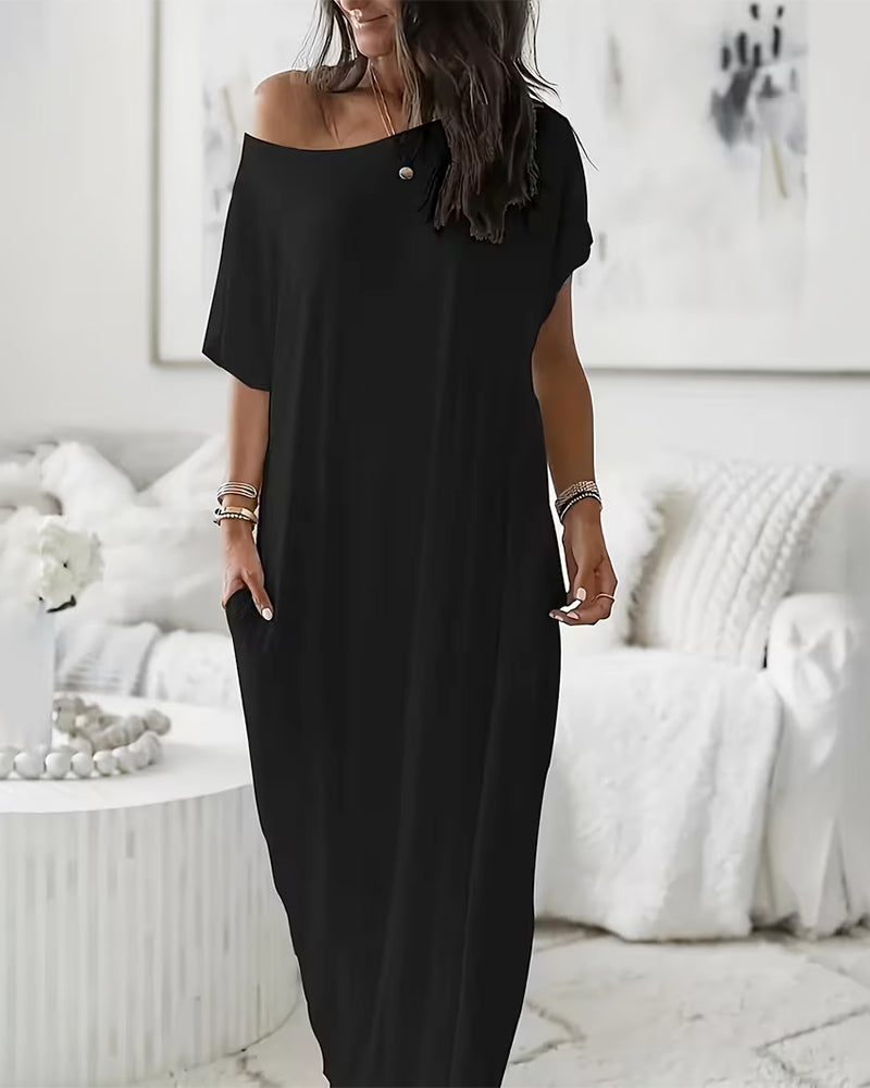 Robe unie longue décontractée - Blanc