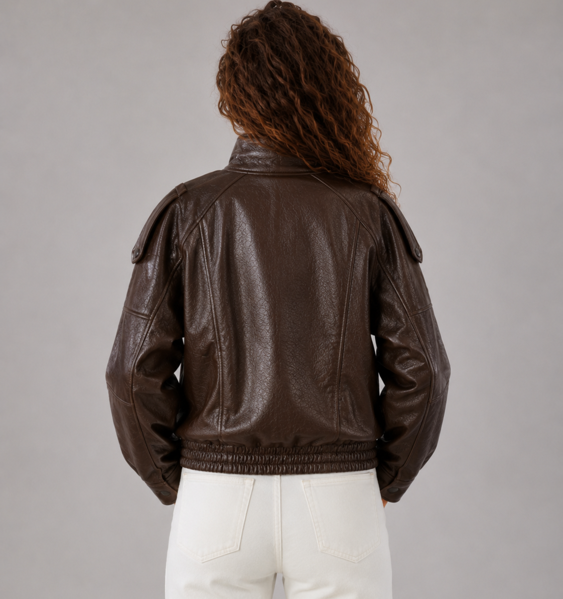 Veste femme oversize en simili cuir à boutons