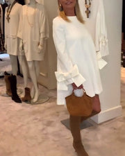Robe élégante col rond manches à nœud