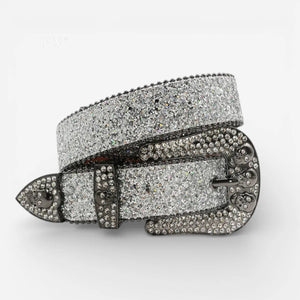 Ceinture à strass crâne audacieuse en simili cuir