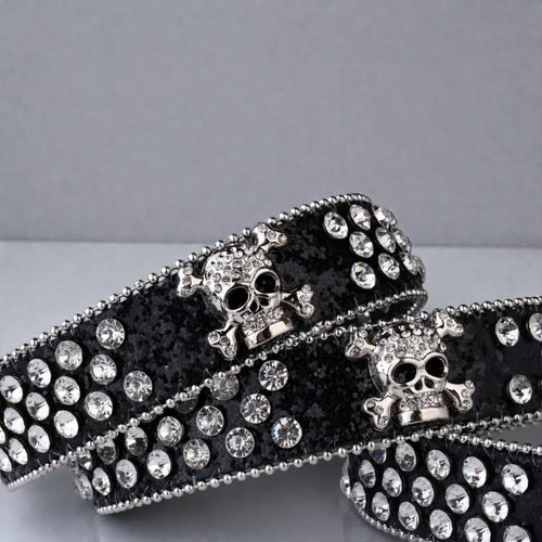 Ceinture à strass femme rock avec boucle ardillon