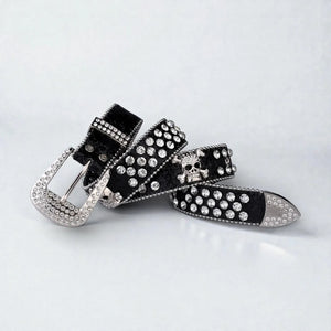 Ceinture à strass femme rock avec boucle ardillon