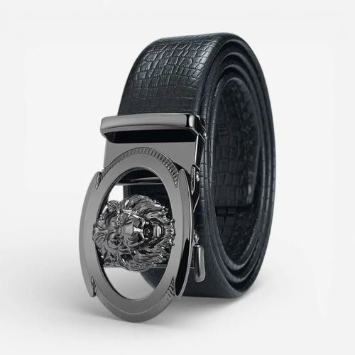 Ceinture automatique pour homme en cuir texturé et boucle sculptée