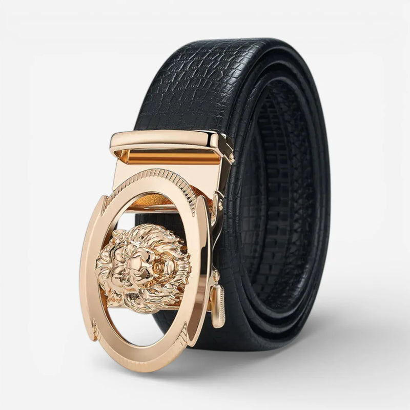 Ceinture automatique pour homme en cuir texturé et boucle sculptée