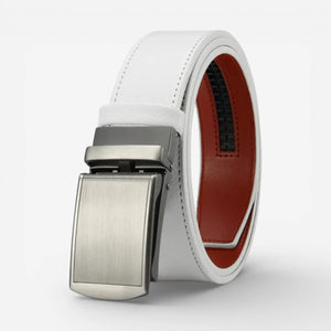 Ceinture automatique pour homme en cuir avec surpiqûres