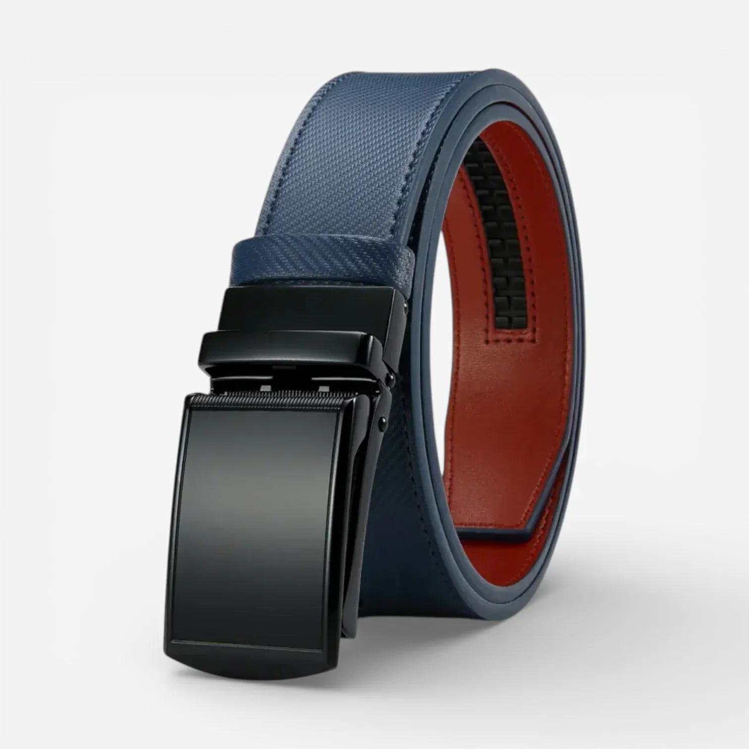 Ceinture automatique pour homme en cuir avec surpiqûres