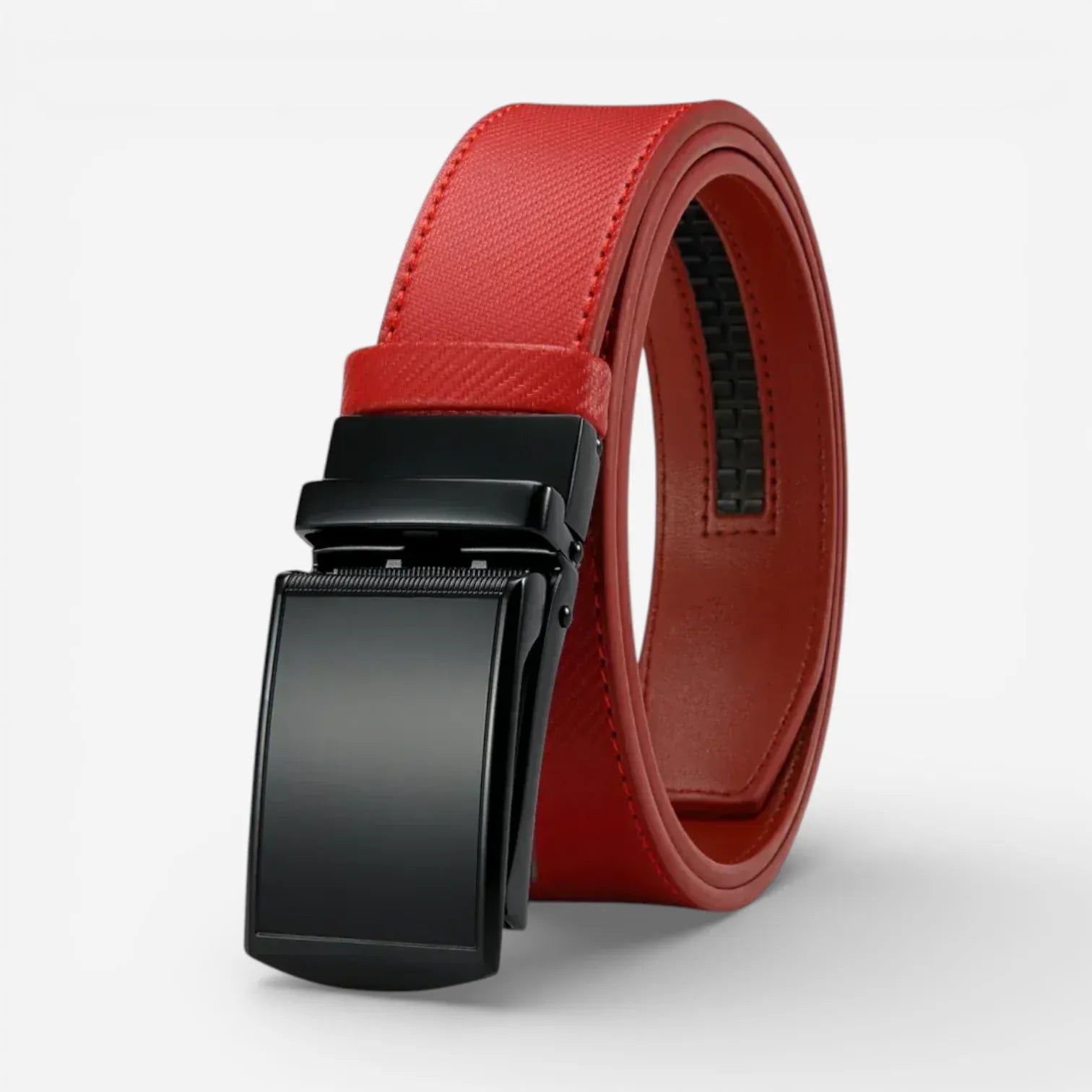 Ceinture automatique pour homme en cuir avec surpiqûres