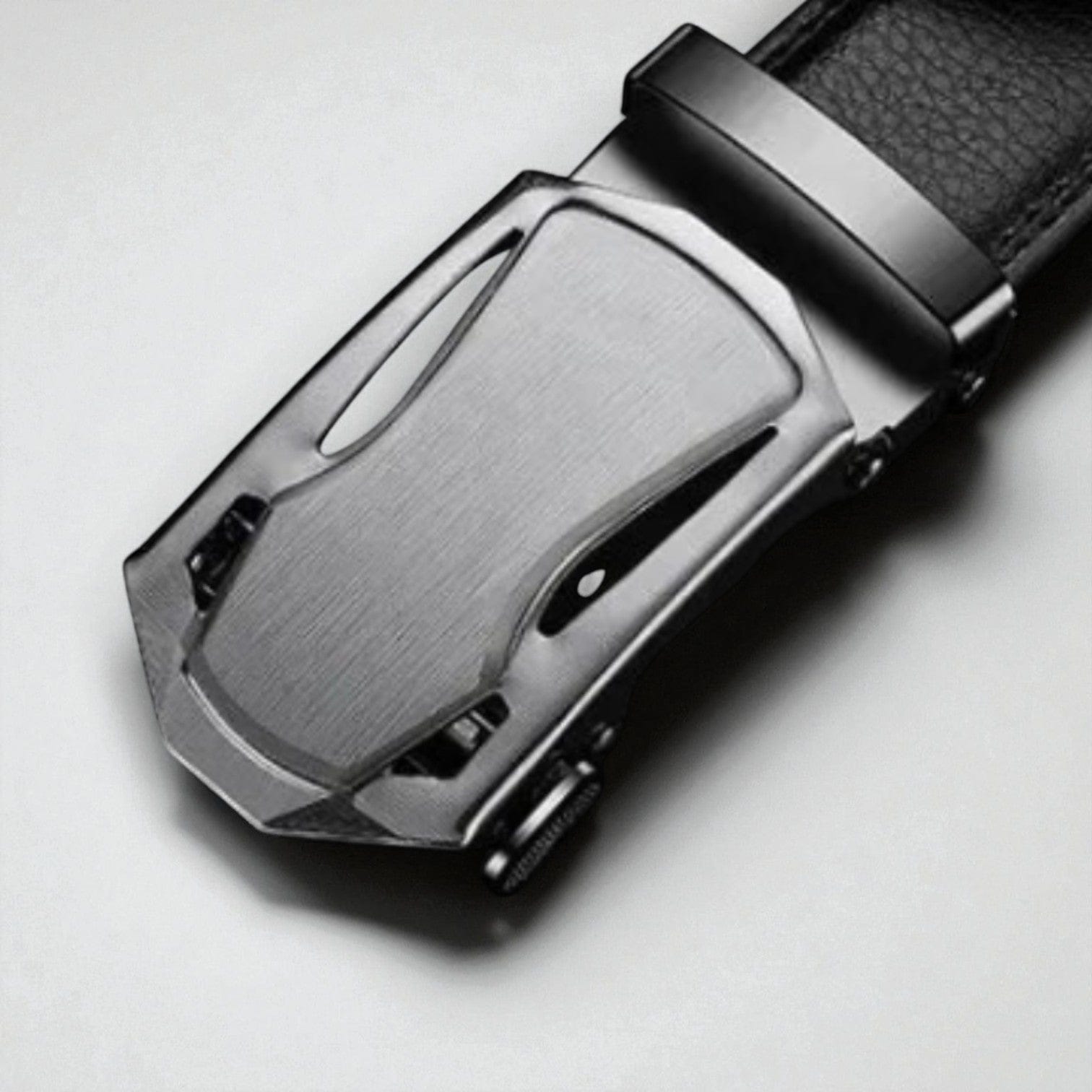 Ceinture automatique pour homme en cuir avec boucle en métal brossé