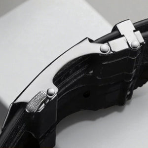 Ceinture automatique pour homme en cuir avec boucle en métal brossé