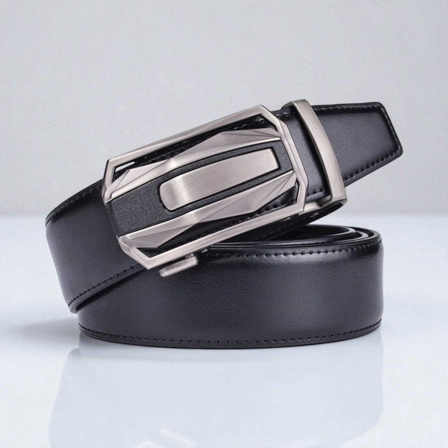 Ceinture automatique pour homme avec boucle a cliquet finition chromée