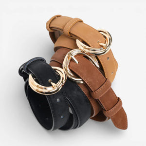 Ceinture fine femme avec boucle arrondie dorée