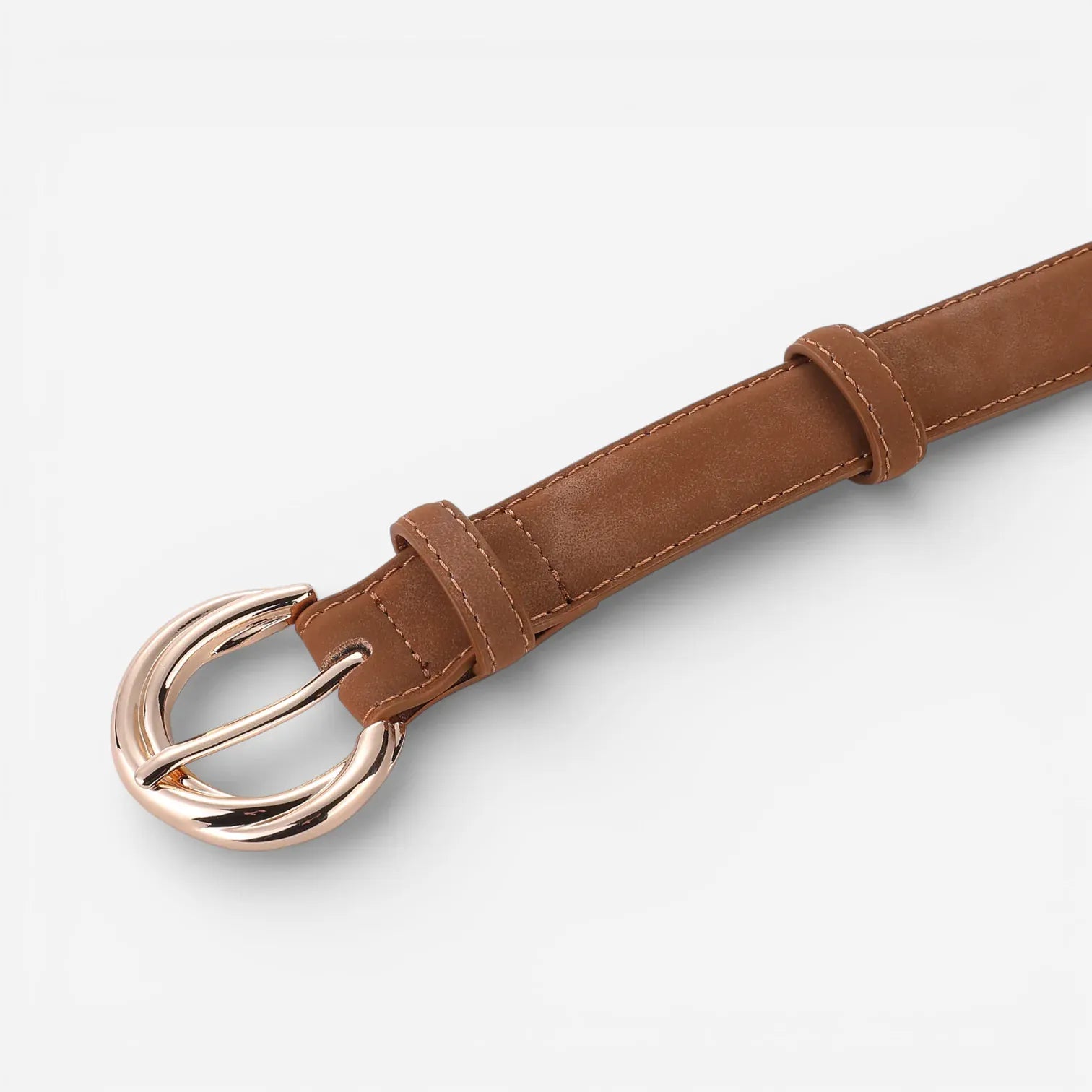 Ceinture fine femme avec boucle arrondie dorée