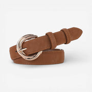 Ceinture fine femme avec boucle arrondie dorée