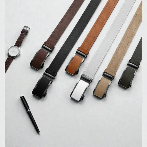 Ceinture boucle automatique homme en cuir lisse