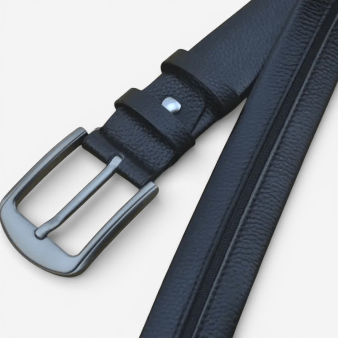 Ceinture cache billets en cuir avec fermeture éclair discrète