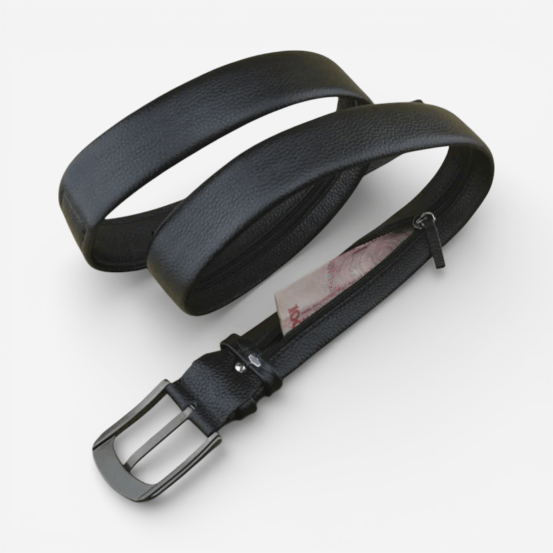 Ceinture cache billets en cuir avec fermeture éclair discrète