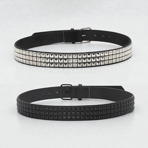 Ceinture cloutée femme avec rivets pyramidaux audacieux