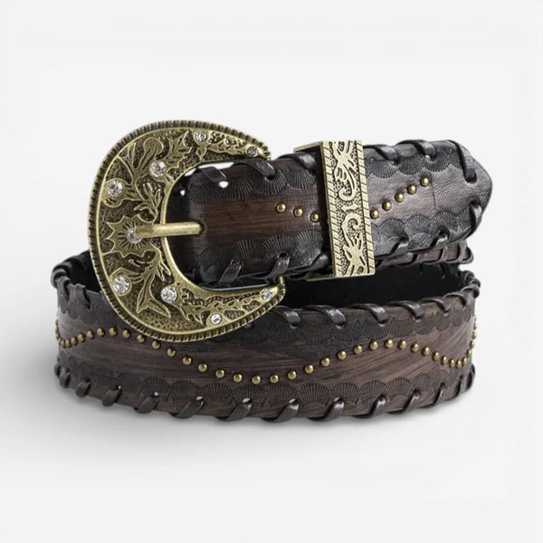 Ceinture cuir clouté femme effet embossé