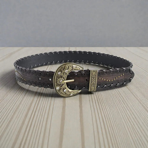 Ceinture cuir clouté femme effet embossé