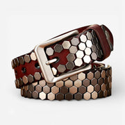 Ceinture cloutée homme en cuir avec finition géométrique
