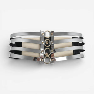 Ceinture pour femme dorée avec 4 rangées de boucles et largeur 10 cm