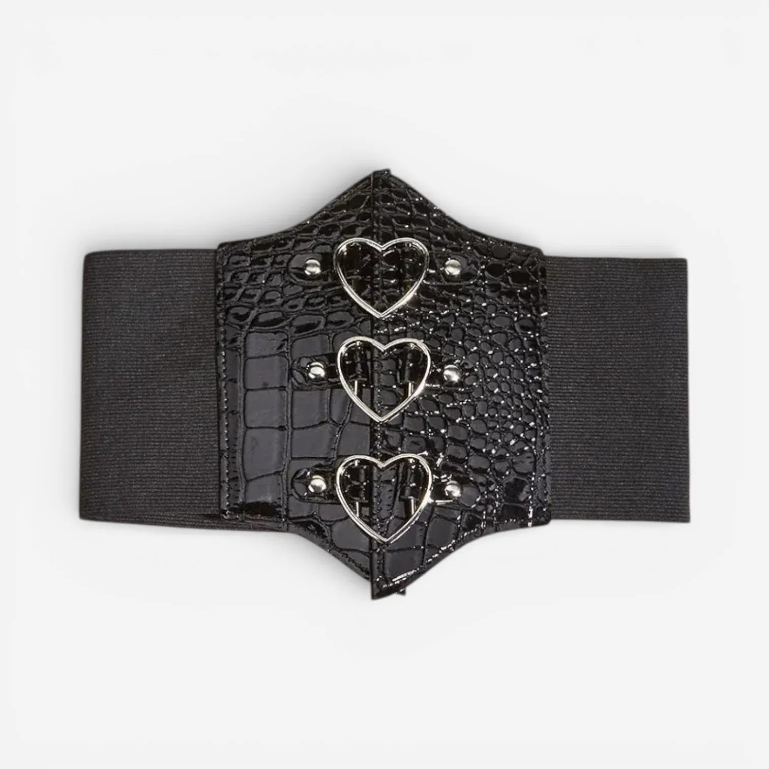 Ceinture corset femme large avec boucles argentées