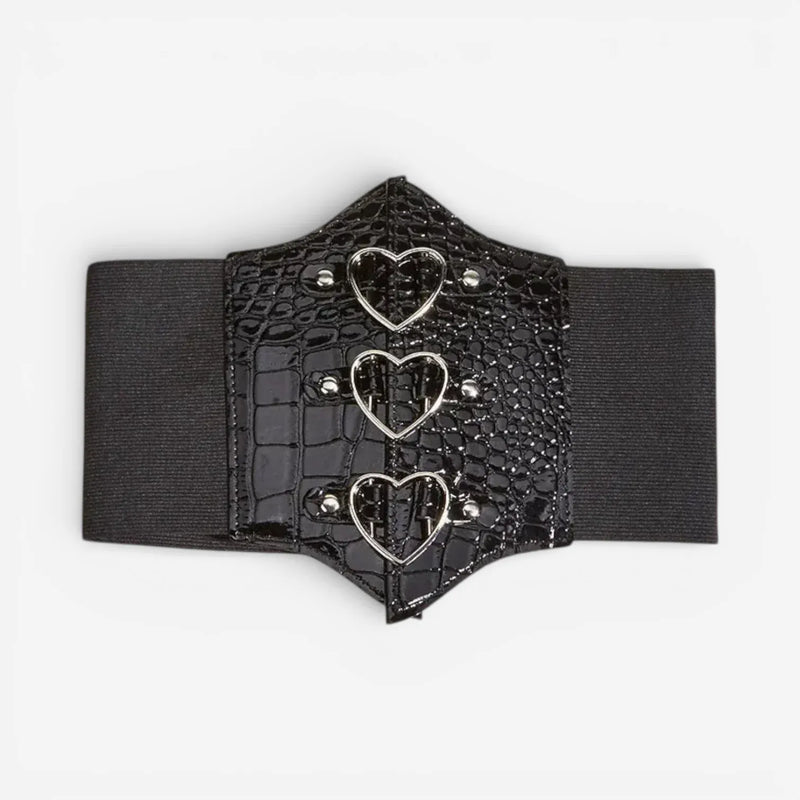 Ceinture corset femme large avec boucles argentées