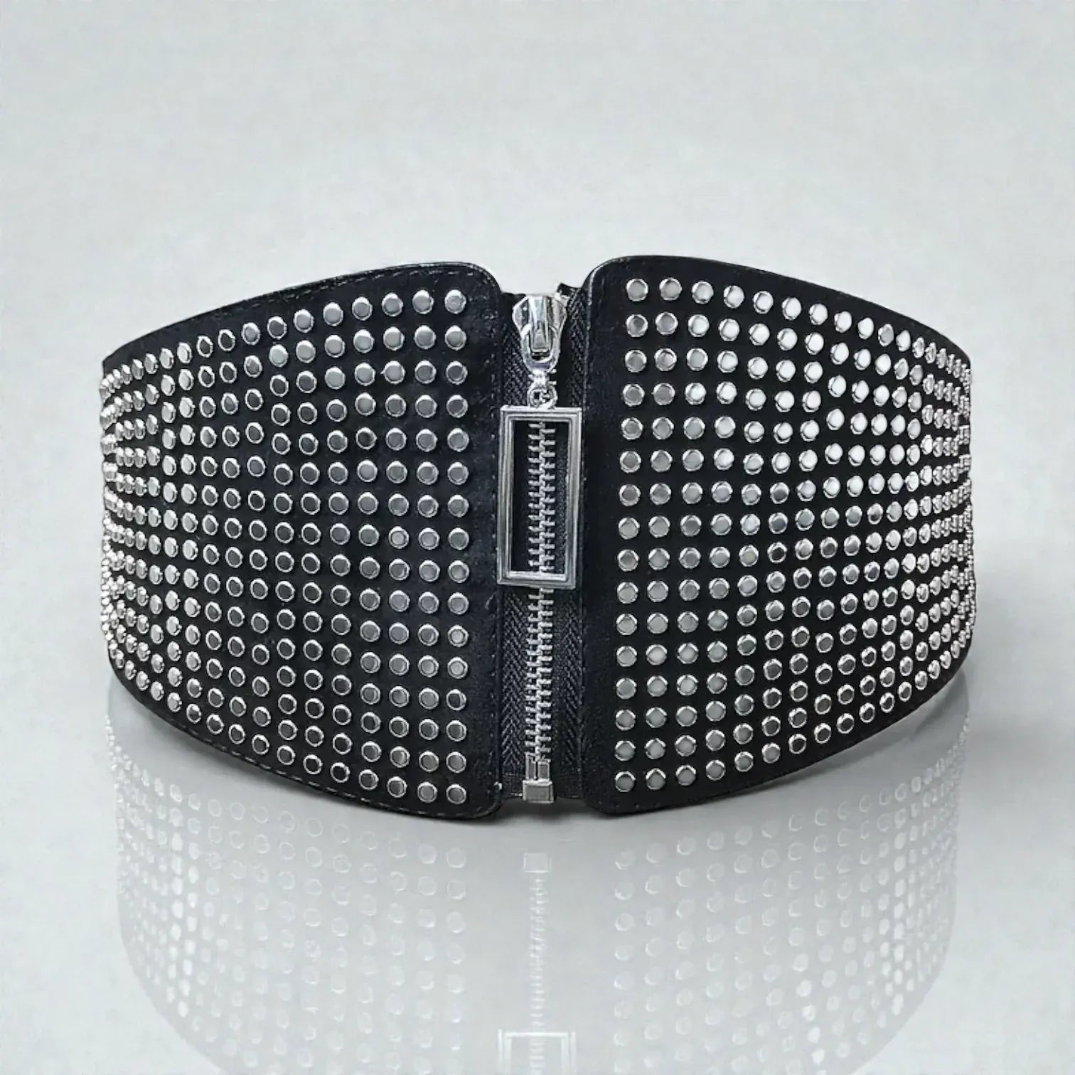 Ceinture pour femme gothique avec zip et clous
