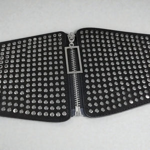 Ceinture pour femme gothique avec zip et clous