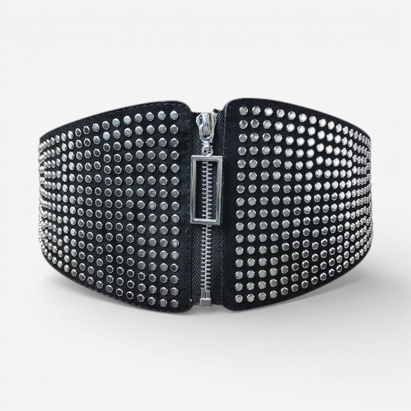 Ceinture pour femme gothique avec zip et clous