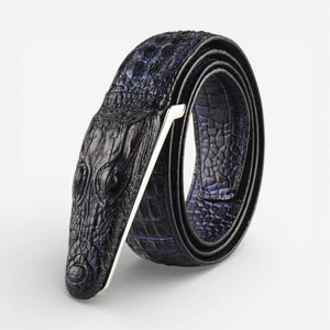 Ceinture crocodile homme en cuir avec boucle en relief