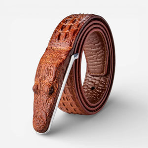 Ceinture crocodile homme en cuir avec boucle en relief