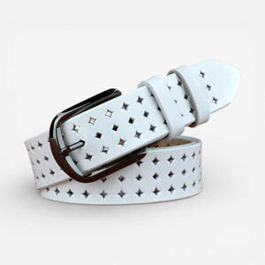 Ceinture cuir ajourée femme motifs élégants