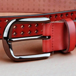 Ceinture cuir ajourée femme motifs élégants