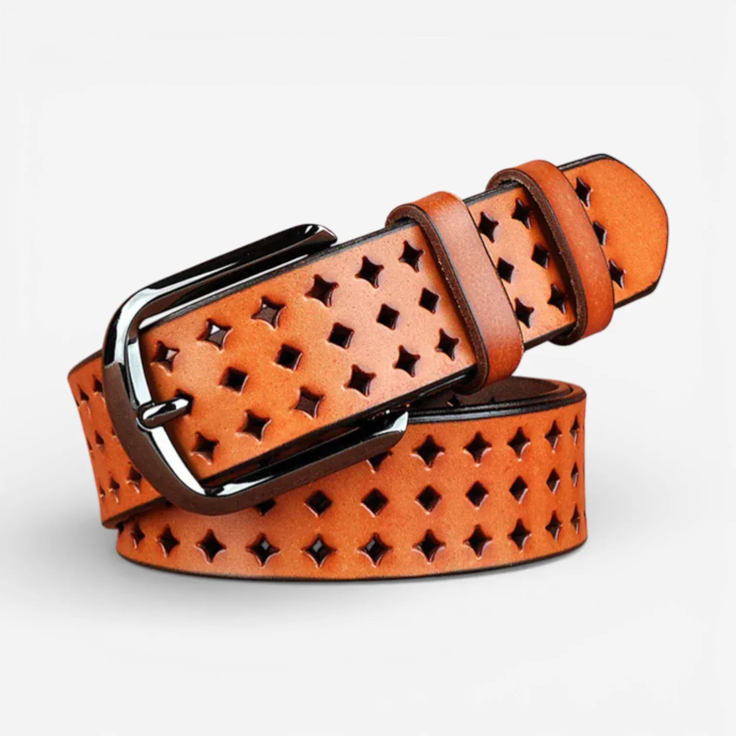 Ceinture cuir ajourée femme motifs élégants
