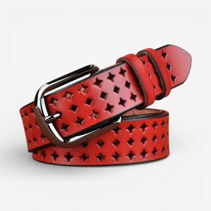 Ceinture cuir ajourée femme motifs élégants