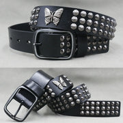Ceinture cuir avec rivets métalliques au design rock