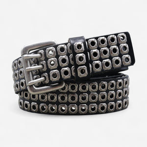 Ceinture cuir avec rivets métalliques au design rock