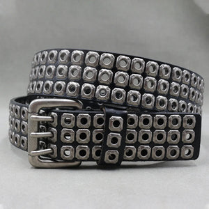 Ceinture cuir avec rivets métalliques au design rock