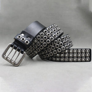 Ceinture cuir avec rivets métalliques au design rock